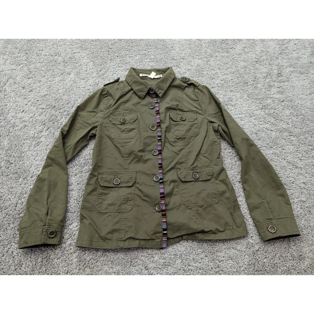Chelsea & Violet MIlitary Jacket Womens Large Green Button Up Collared Army‎